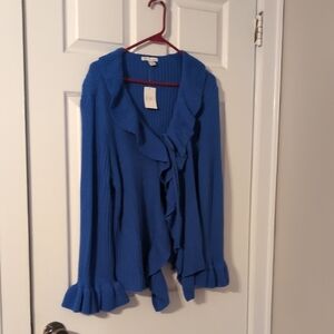 Cato Royal Blue Ruffle-Front Women's Cardigan